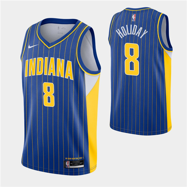 Men's Indiana Pacers #8 Justin Holiday Royal NBA City Swingman 2020-21 Stitched Jersey
